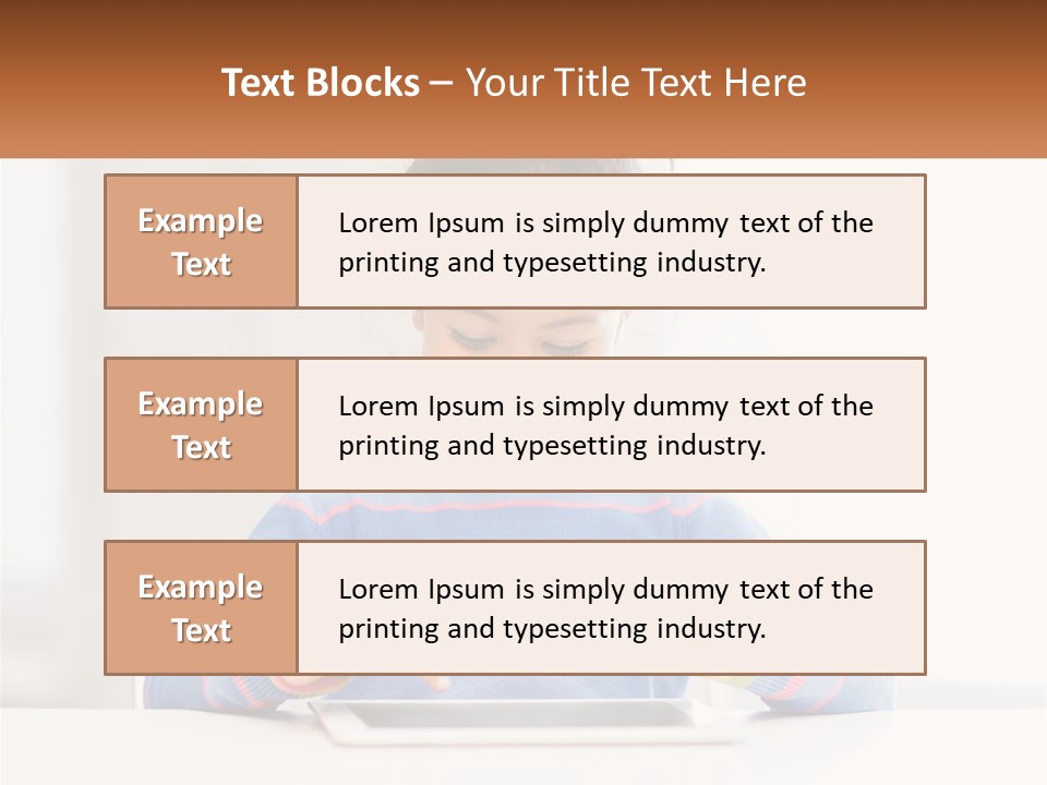 The Girl Plays On The Tablet PowerPoint Template