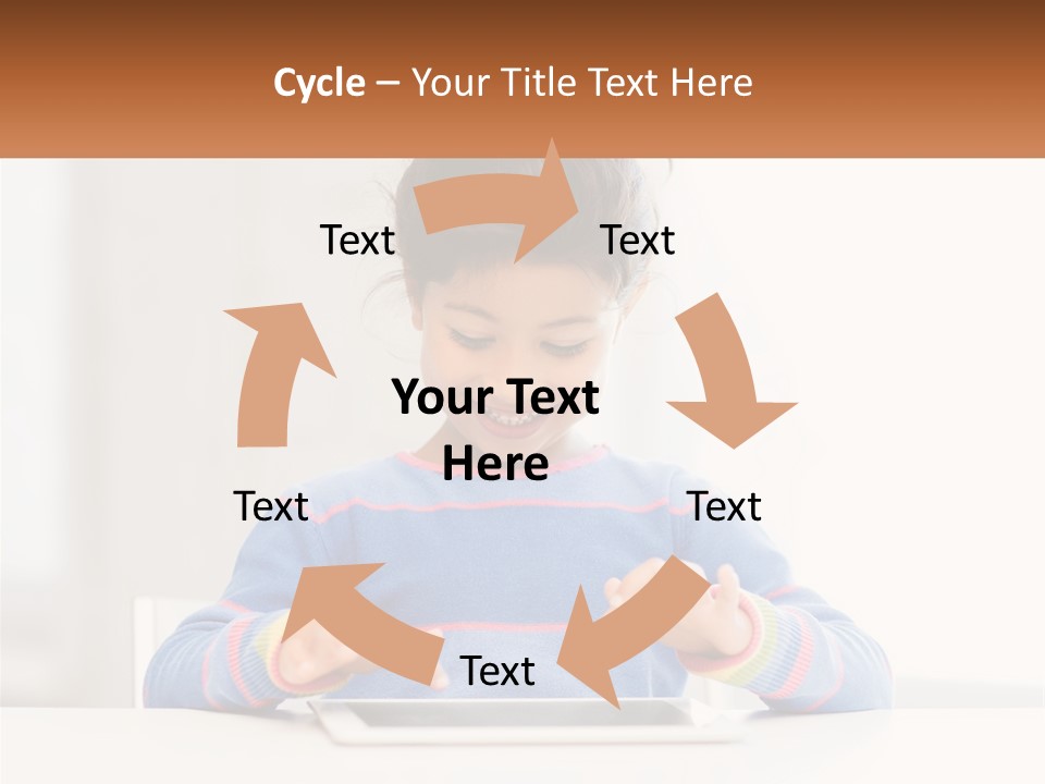 The Girl Plays On The Tablet PowerPoint Template