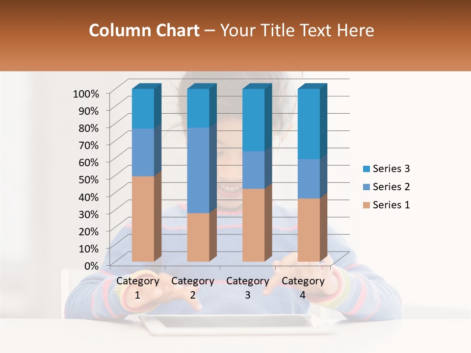 The Girl Plays On The Tablet PowerPoint Template