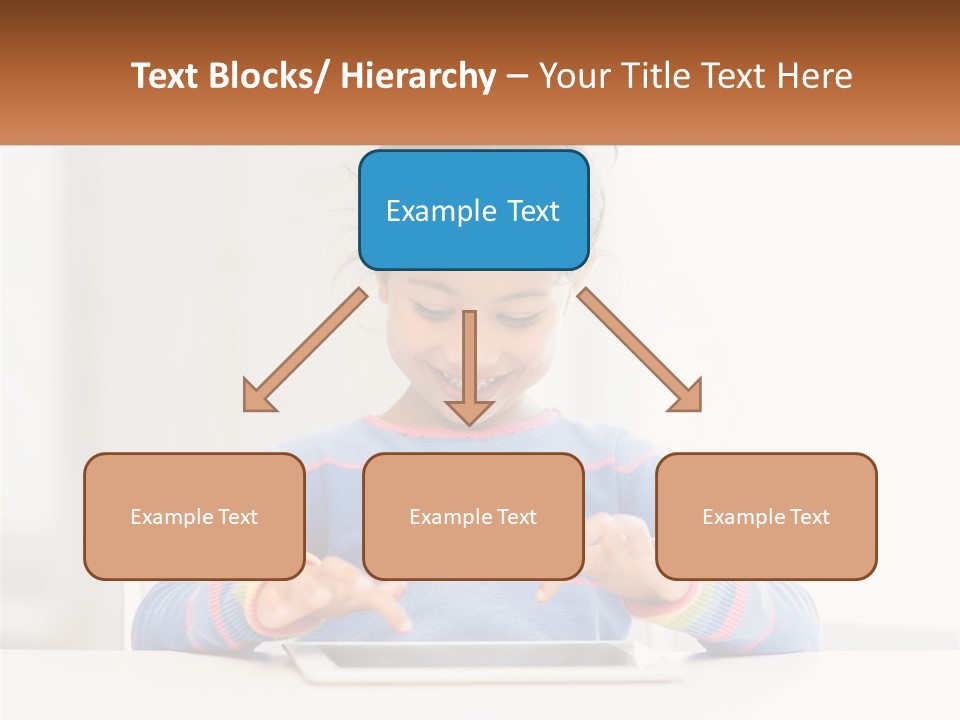 The Girl Plays On The Tablet PowerPoint Template