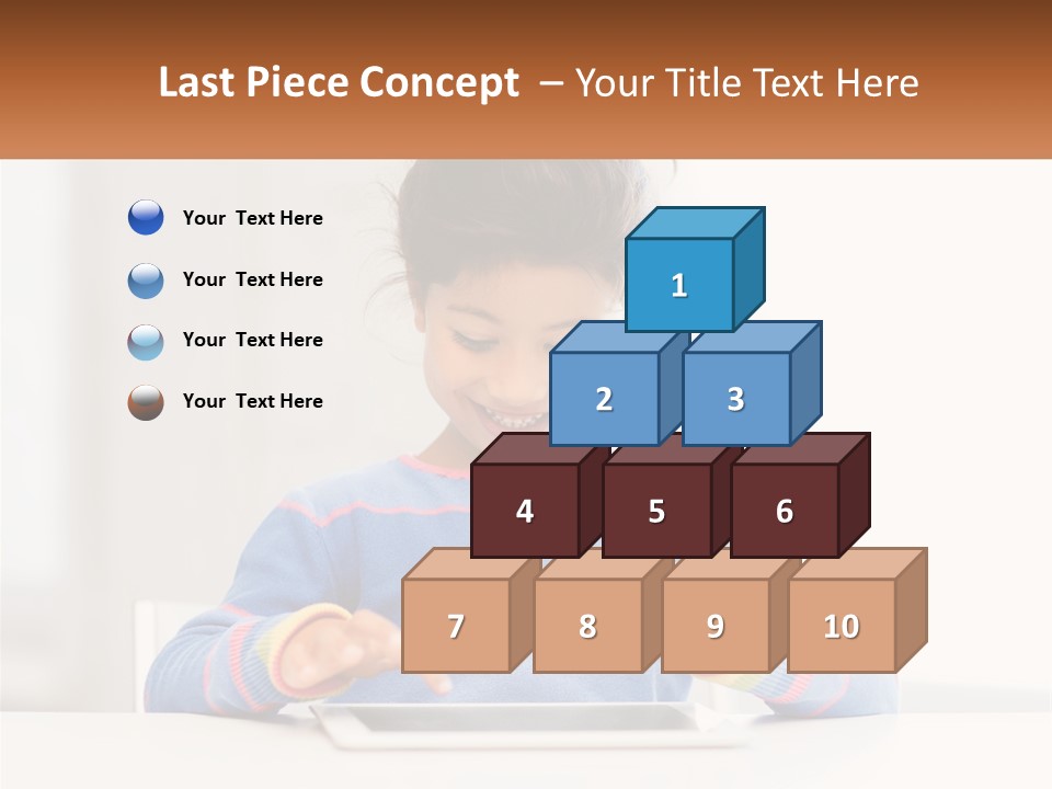 The Girl Plays On The Tablet PowerPoint Template