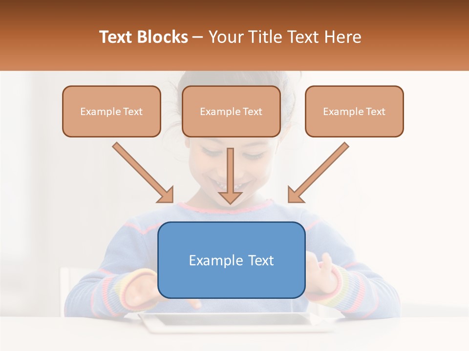 The Girl Plays On The Tablet PowerPoint Template