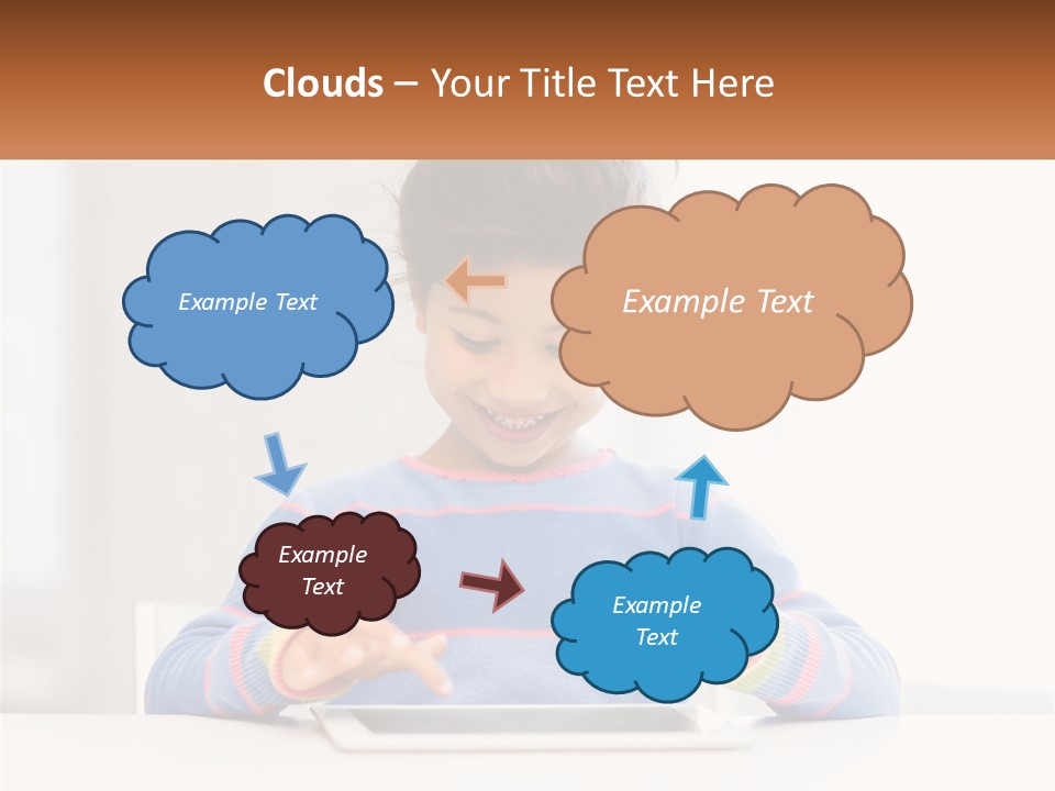 The Girl Plays On The Tablet PowerPoint Template