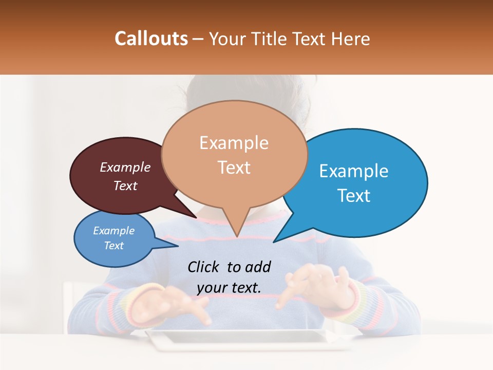 The Girl Plays On The Tablet PowerPoint Template