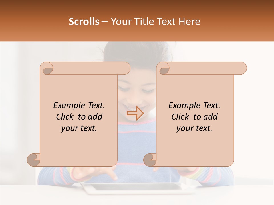 The Girl Plays On The Tablet PowerPoint Template