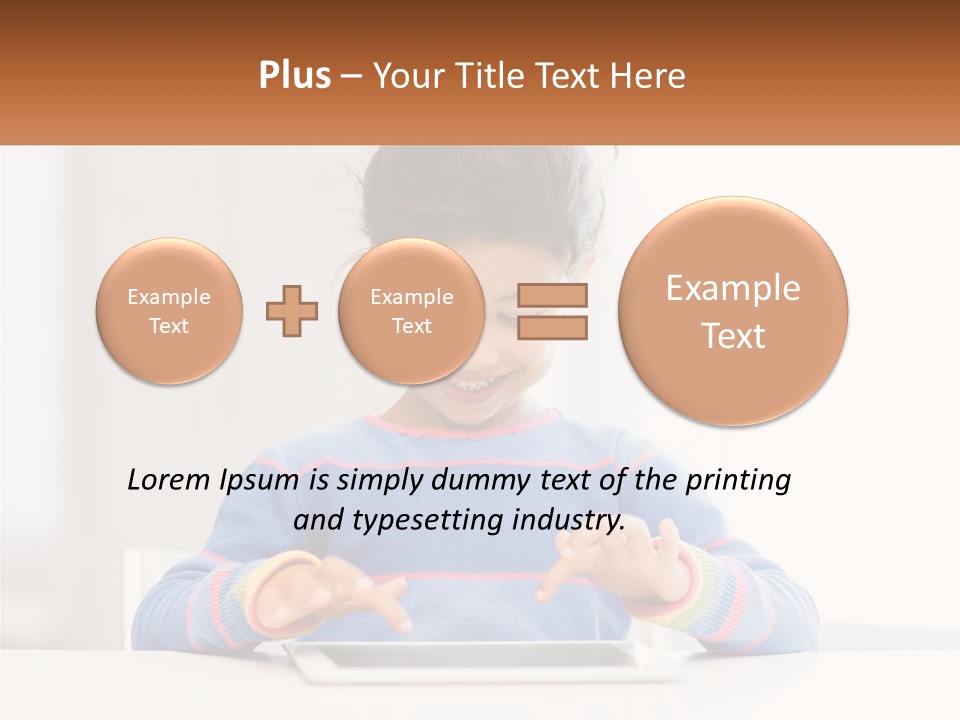 The Girl Plays On The Tablet PowerPoint Template