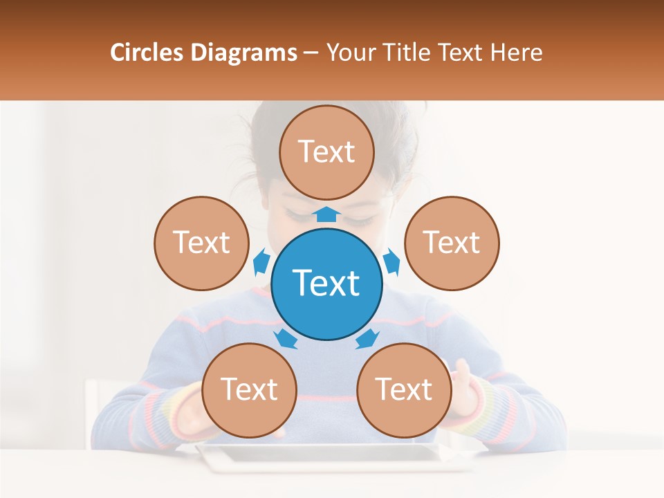 The Girl Plays On The Tablet PowerPoint Template