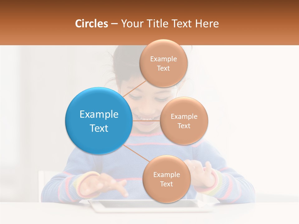 The Girl Plays On The Tablet PowerPoint Template