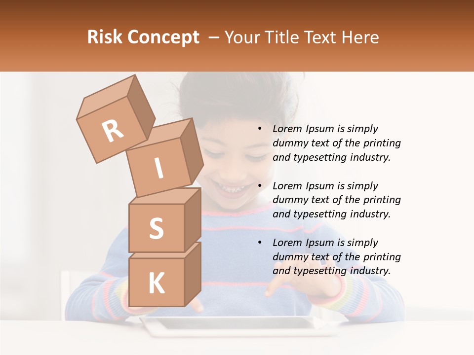 The Girl Plays On The Tablet PowerPoint Template