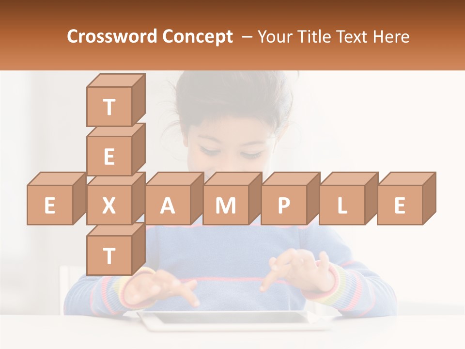 The Girl Plays On The Tablet PowerPoint Template