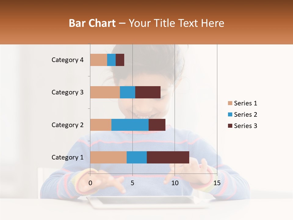 The Girl Plays On The Tablet PowerPoint Template