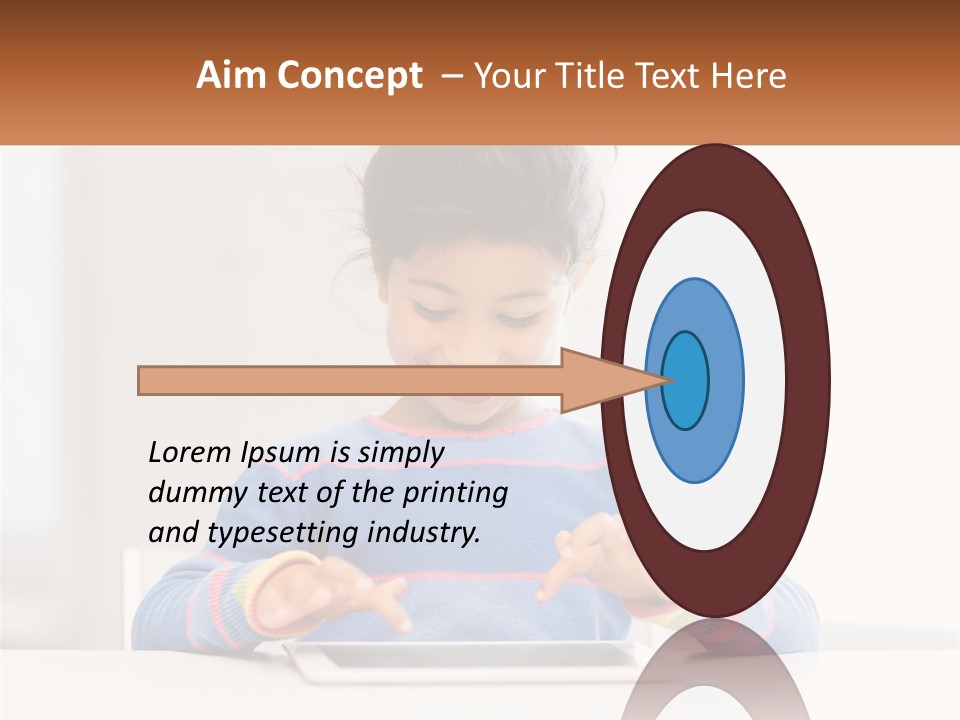 The Girl Plays On The Tablet PowerPoint Template