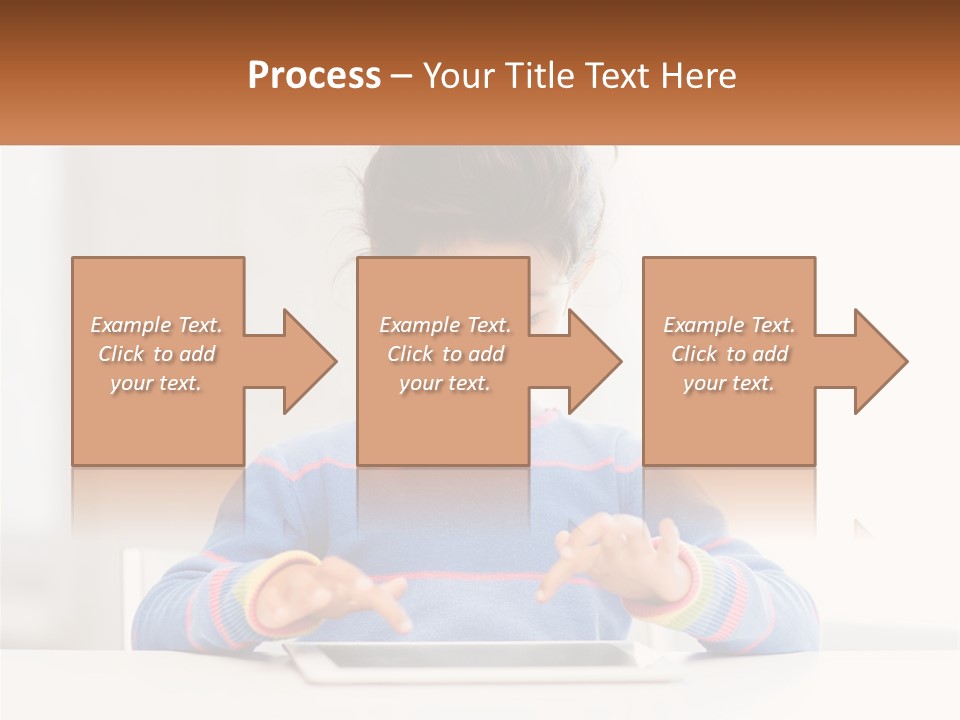The Girl Plays On The Tablet PowerPoint Template