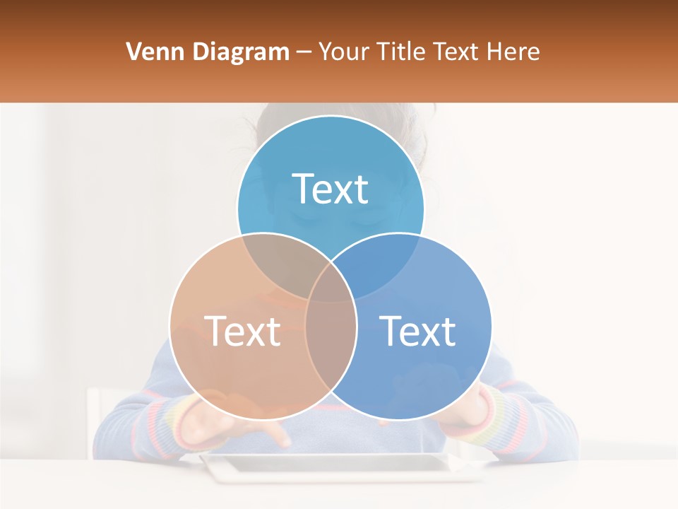 The Girl Plays On The Tablet PowerPoint Template