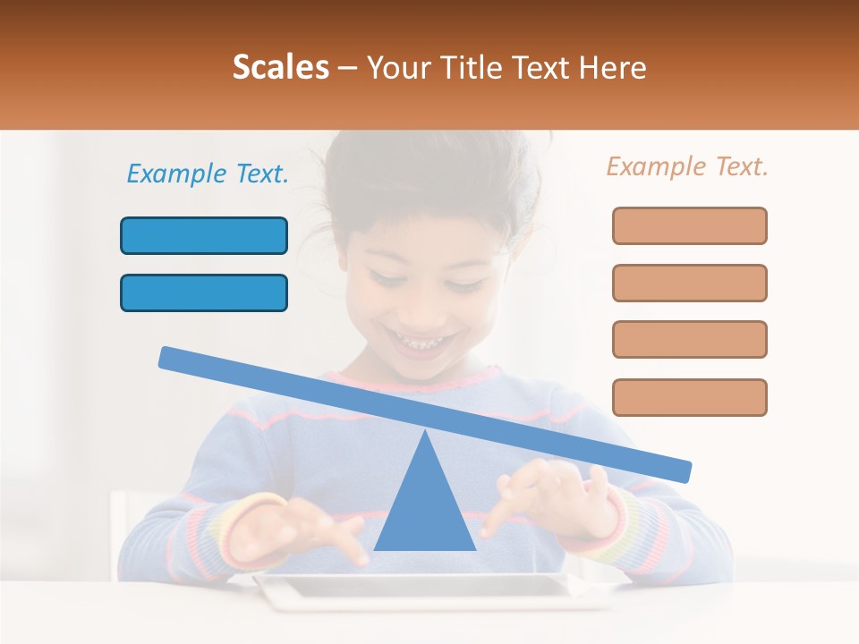 The Girl Plays On The Tablet PowerPoint Template