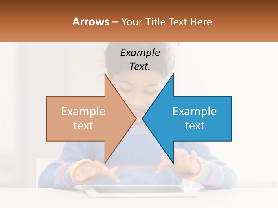 The Girl Plays On The Tablet PowerPoint Template