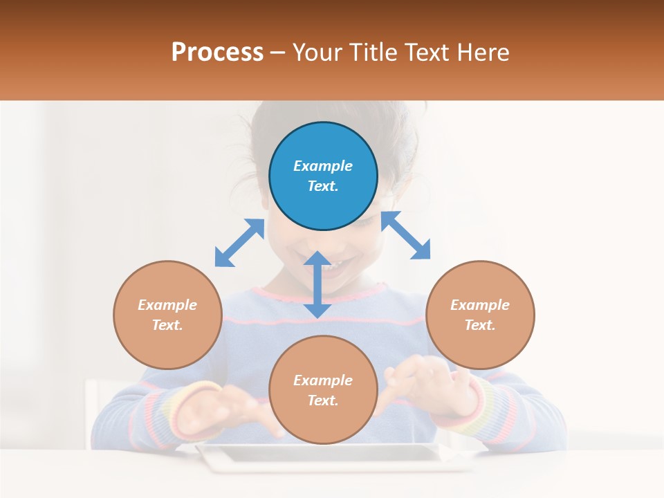 The Girl Plays On The Tablet PowerPoint Template