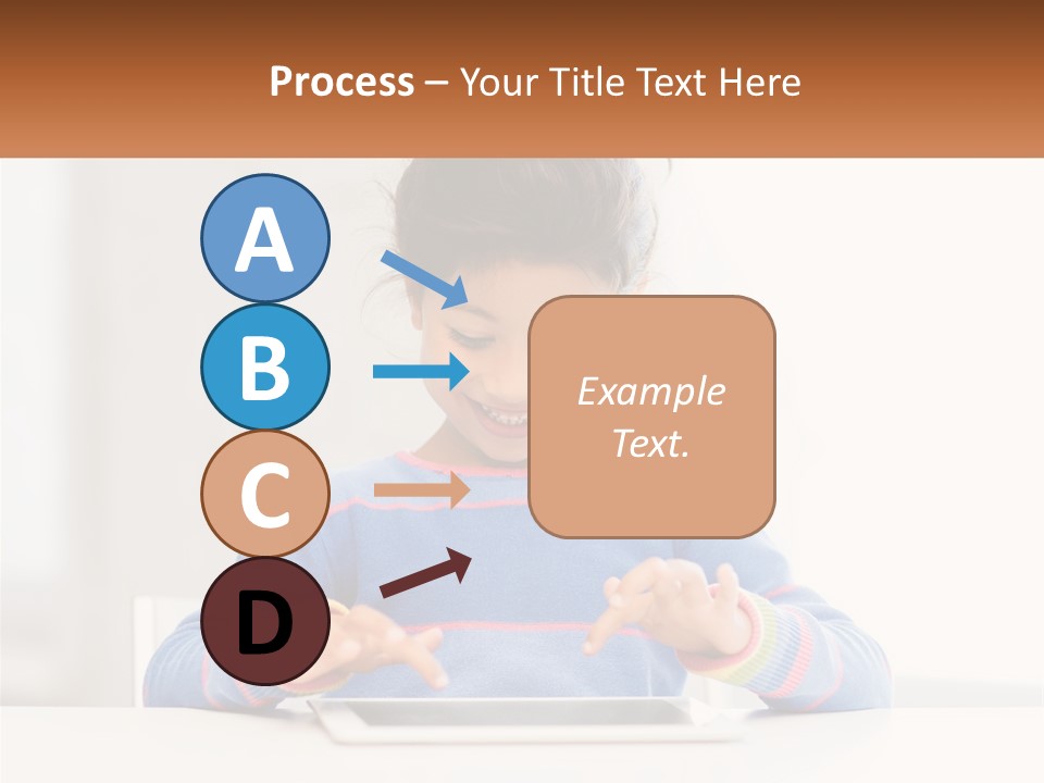 The Girl Plays On The Tablet PowerPoint Template