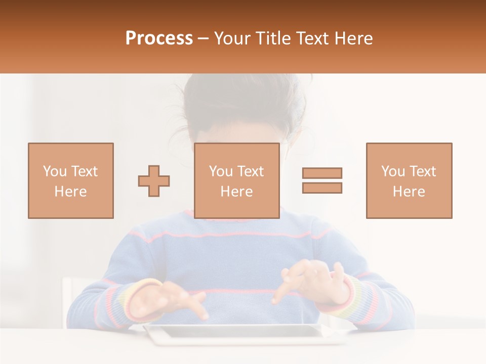 The Girl Plays On The Tablet PowerPoint Template