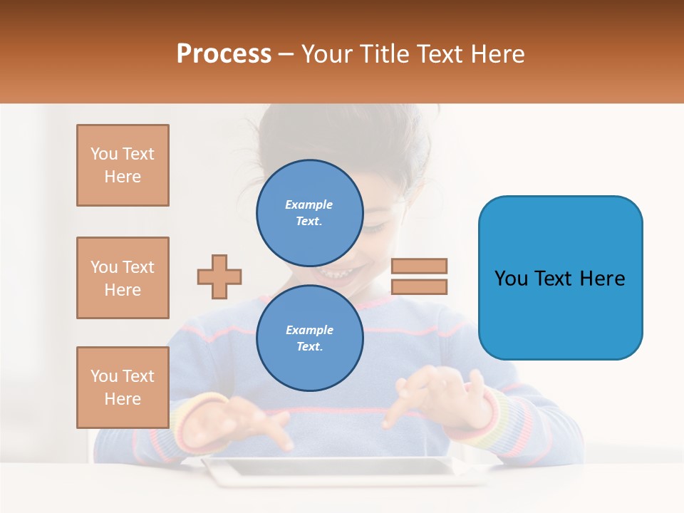 The Girl Plays On The Tablet PowerPoint Template
