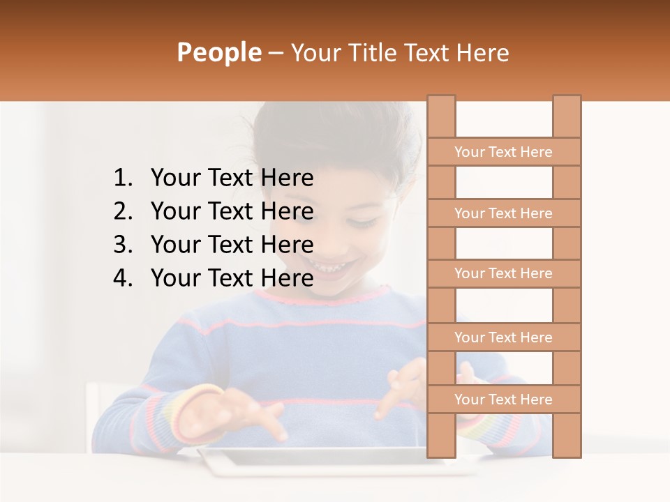 The Girl Plays On The Tablet PowerPoint Template