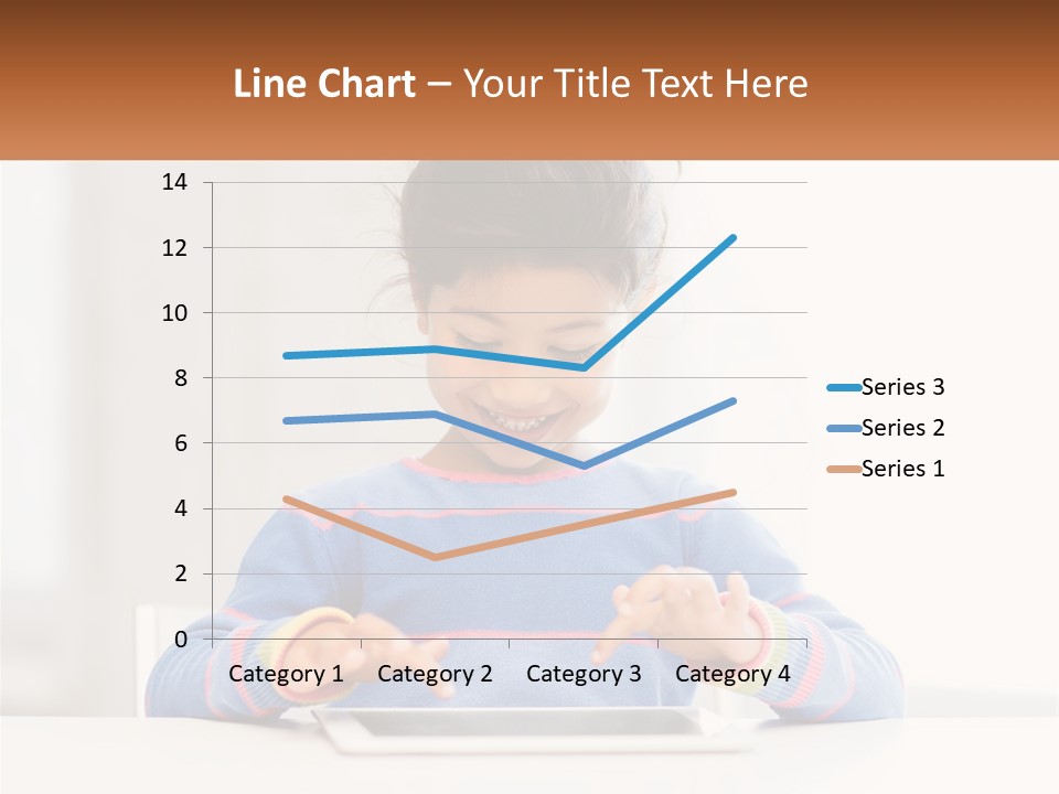 The Girl Plays On The Tablet PowerPoint Template