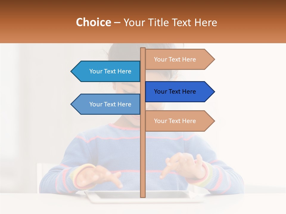 The Girl Plays On The Tablet PowerPoint Template