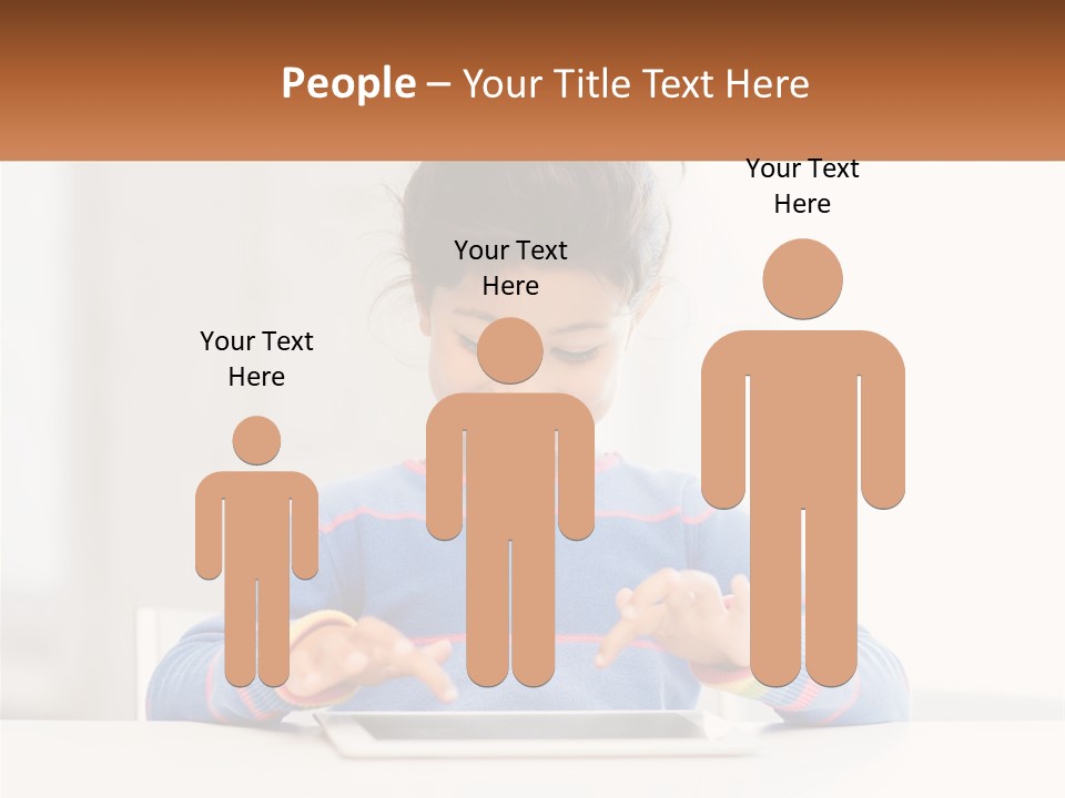 The Girl Plays On The Tablet PowerPoint Template
