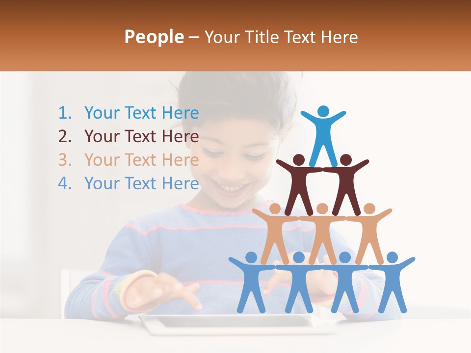 The Girl Plays On The Tablet PowerPoint Template