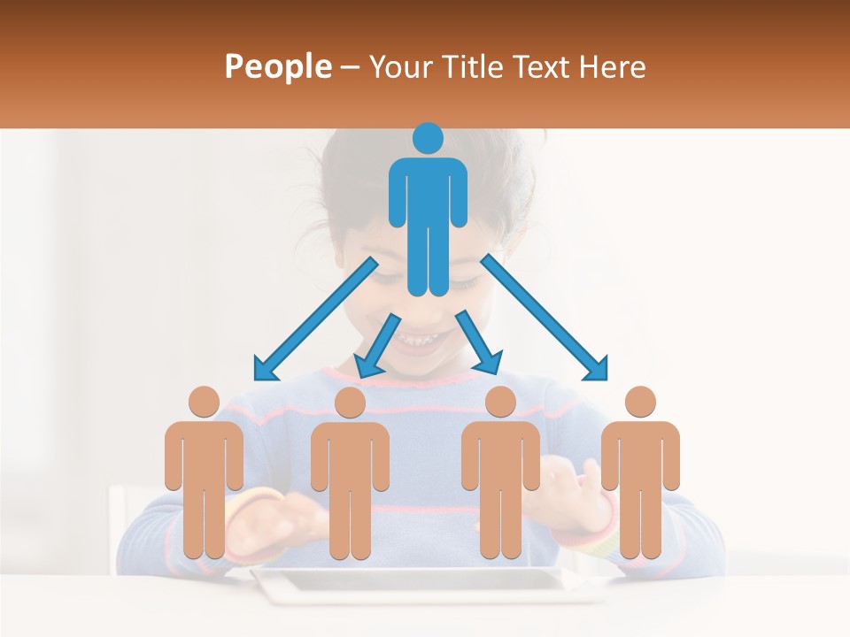 The Girl Plays On The Tablet PowerPoint Template