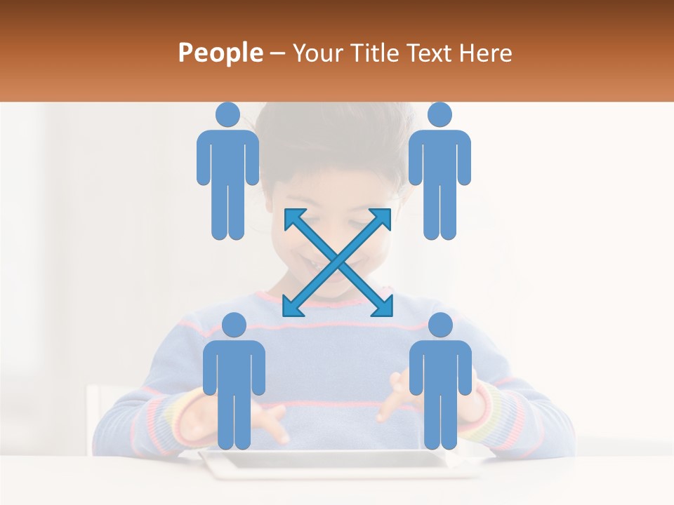 The Girl Plays On The Tablet PowerPoint Template