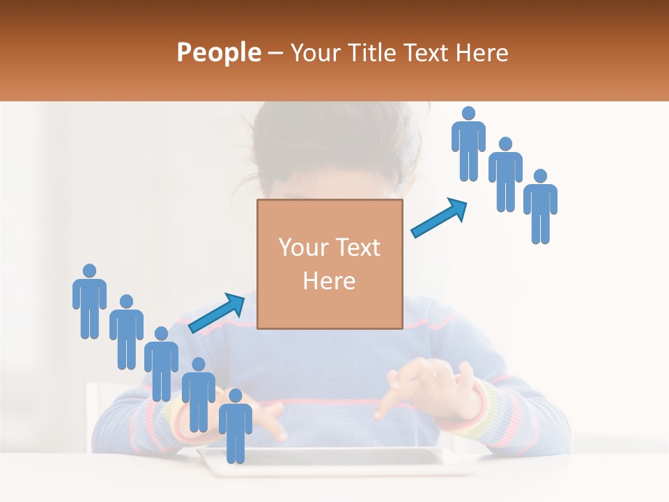 The Girl Plays On The Tablet PowerPoint Template