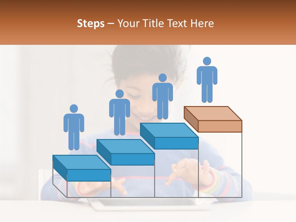 The Girl Plays On The Tablet PowerPoint Template