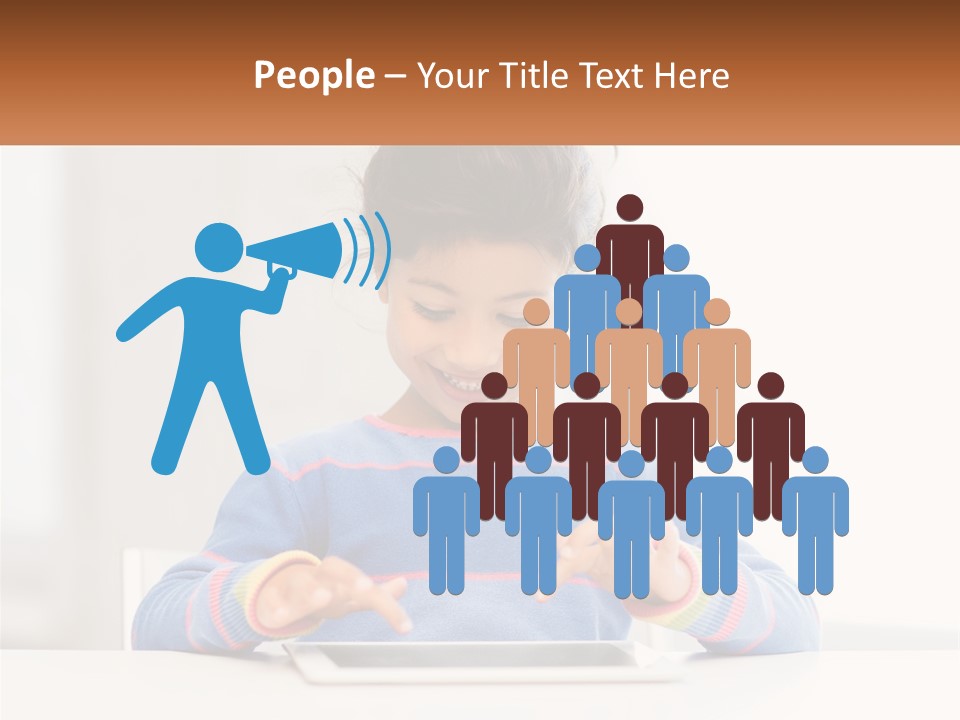 The Girl Plays On The Tablet PowerPoint Template