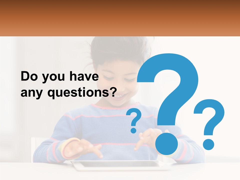 The Girl Plays On The Tablet PowerPoint Template