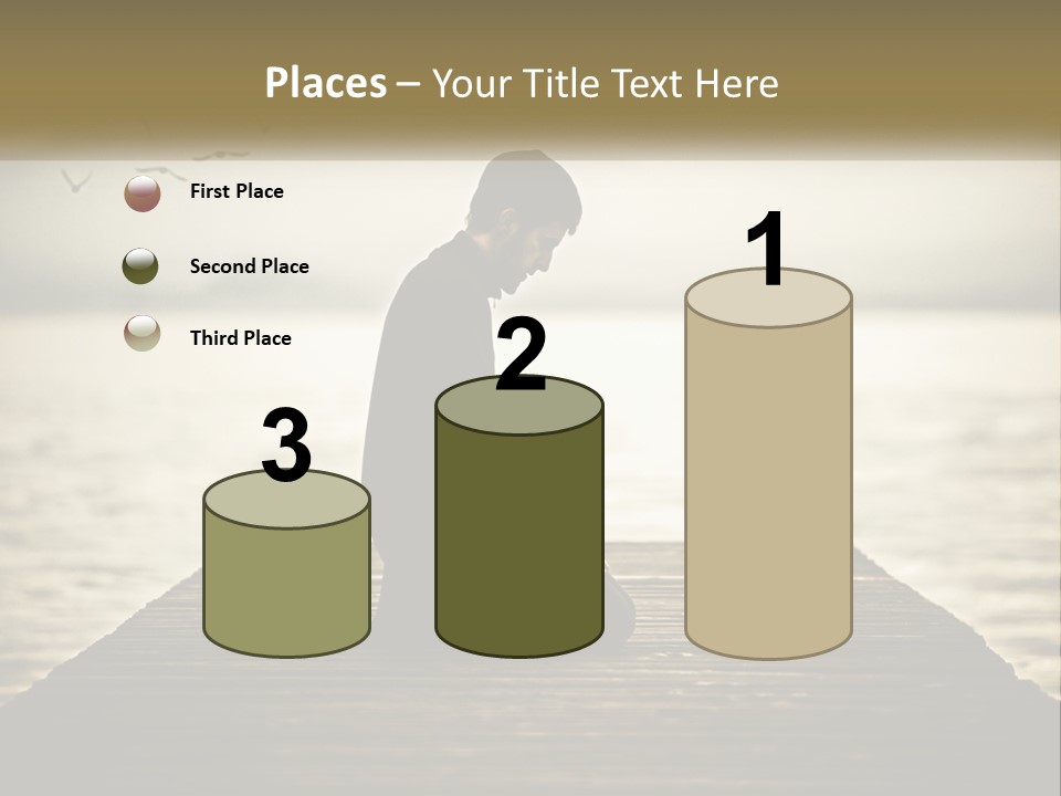 Man Kneeling By The Sea PowerPoint Template