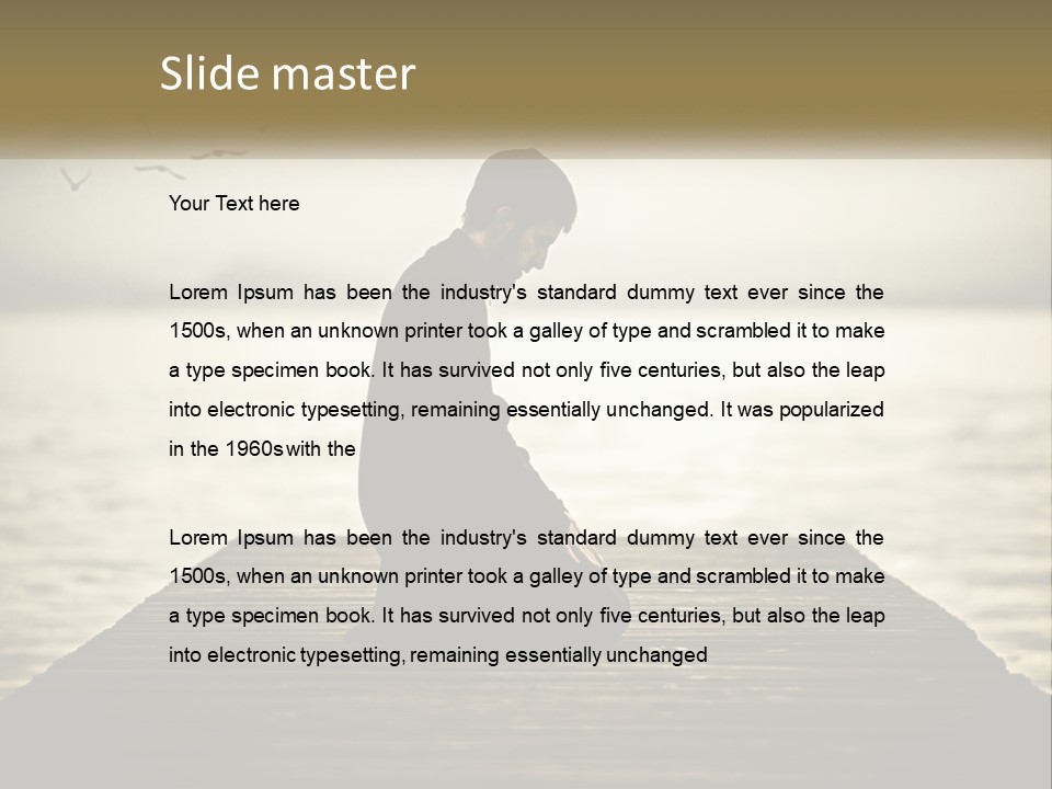 Man Kneeling By The Sea PowerPoint Template