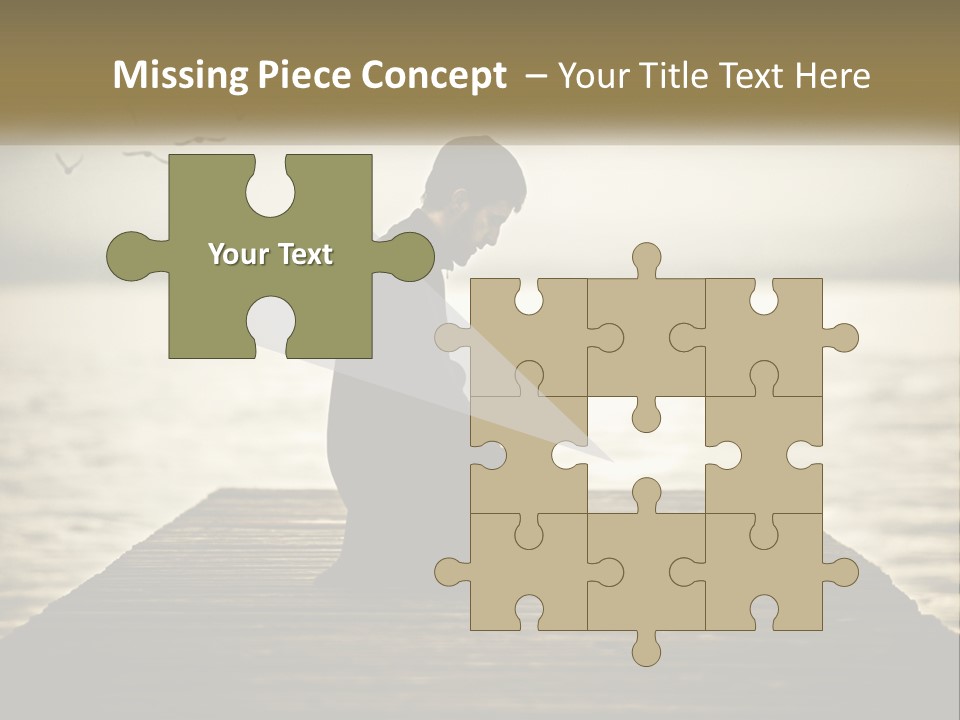 Man Kneeling By The Sea PowerPoint Template