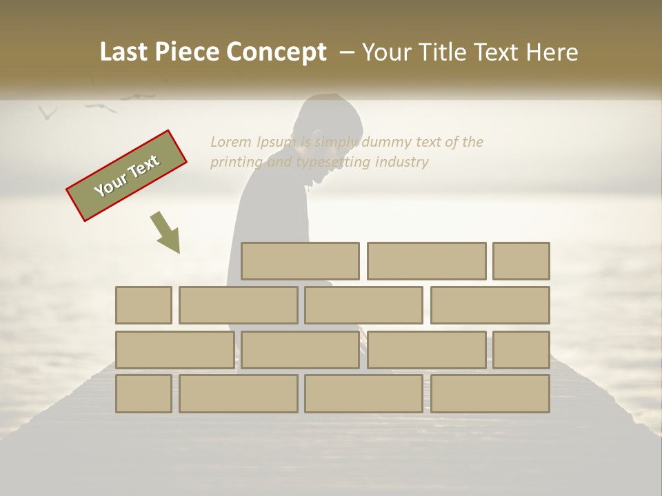 Man Kneeling By The Sea PowerPoint Template