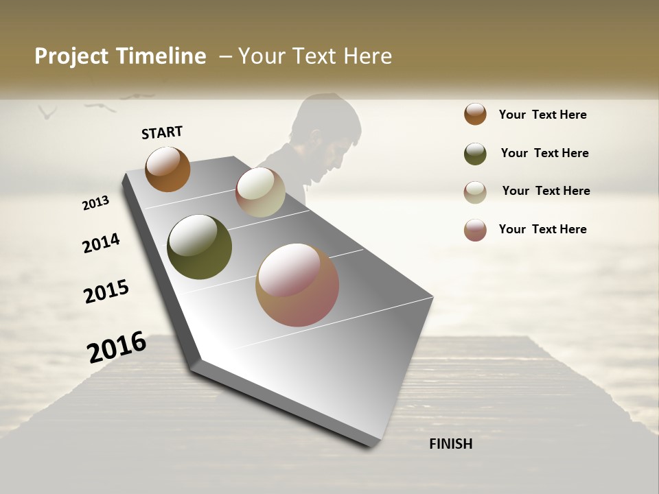 Man Kneeling By The Sea PowerPoint Template