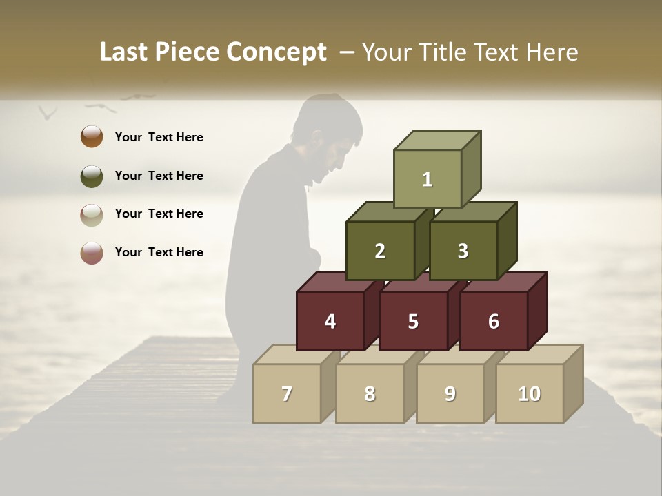 Man Kneeling By The Sea PowerPoint Template