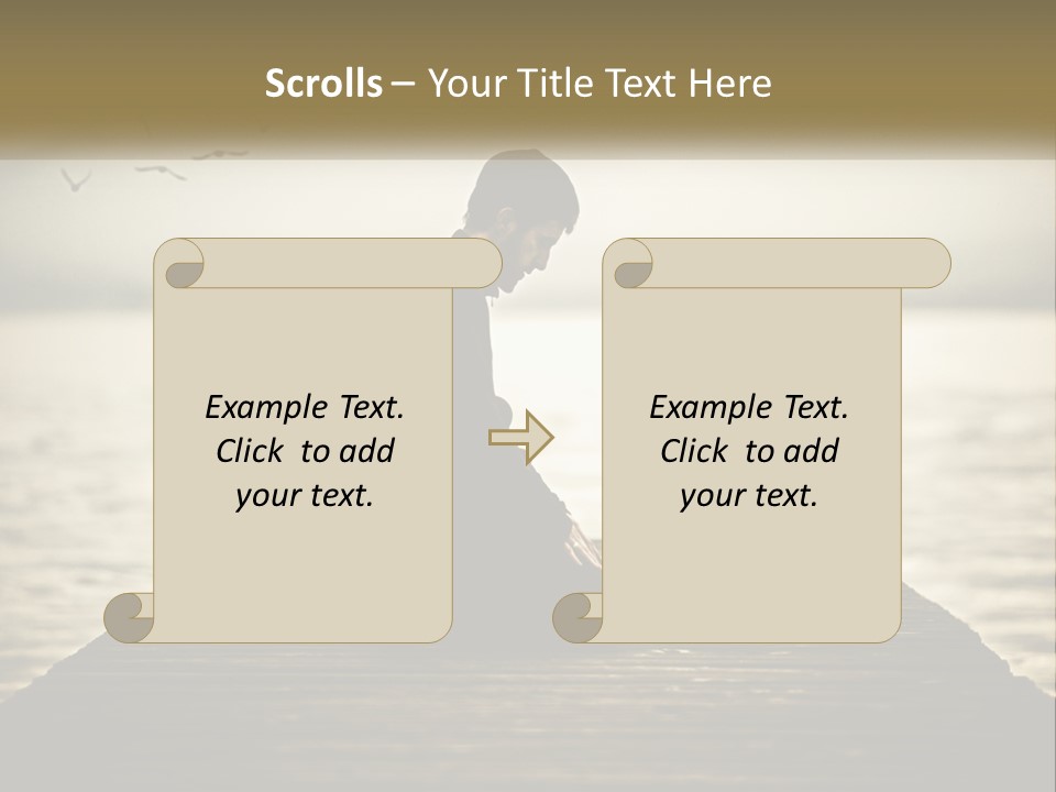 Man Kneeling By The Sea PowerPoint Template