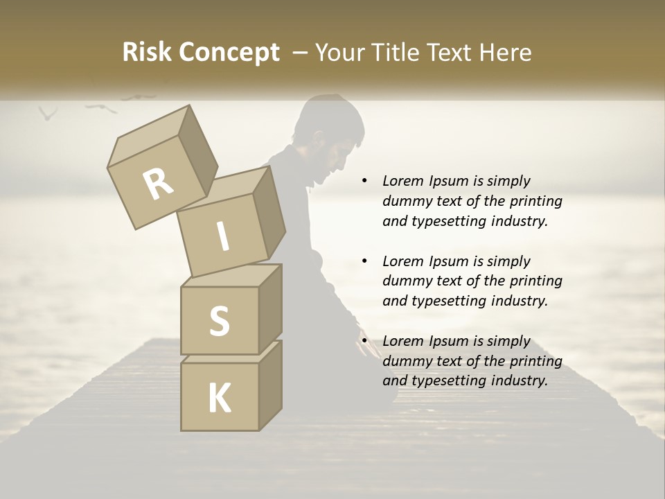 Man Kneeling By The Sea PowerPoint Template
