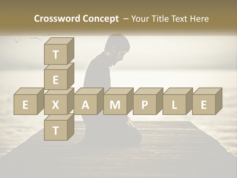 Man Kneeling By The Sea PowerPoint Template