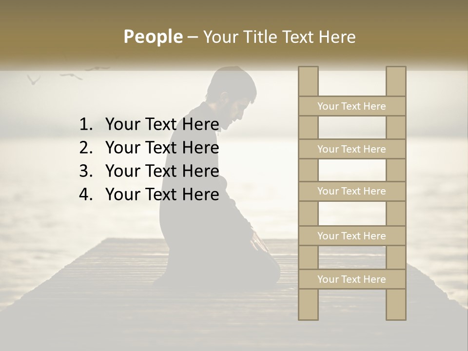 Man Kneeling By The Sea PowerPoint Template