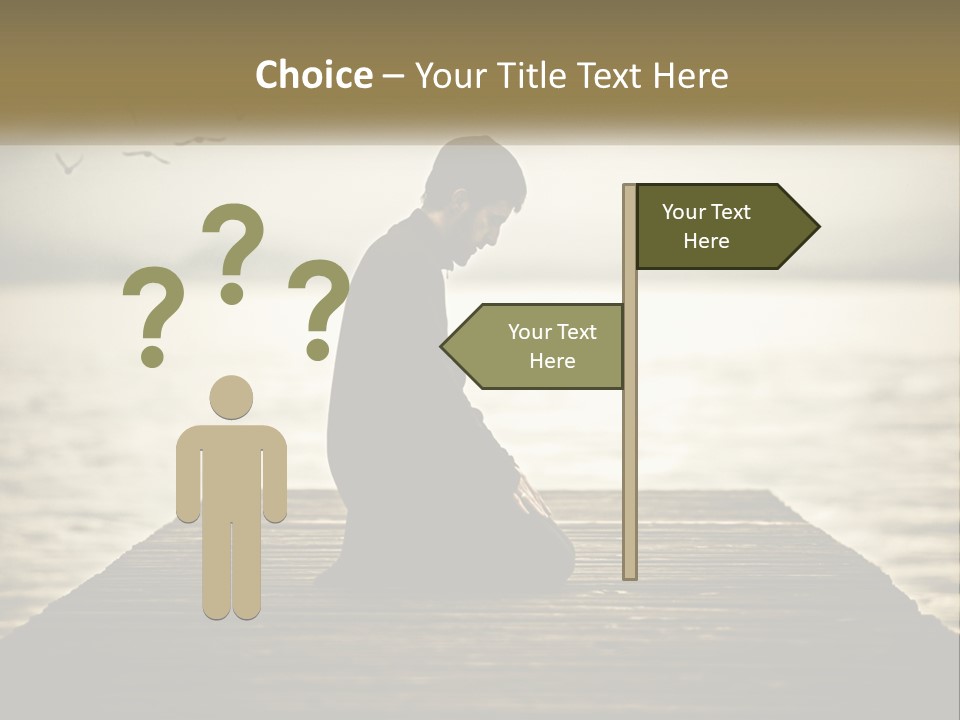 Man Kneeling By The Sea PowerPoint Template