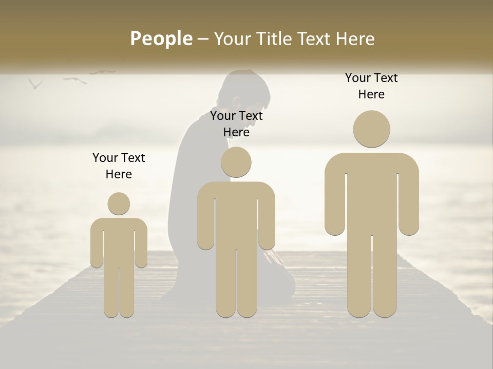 Man Kneeling By The Sea PowerPoint Template