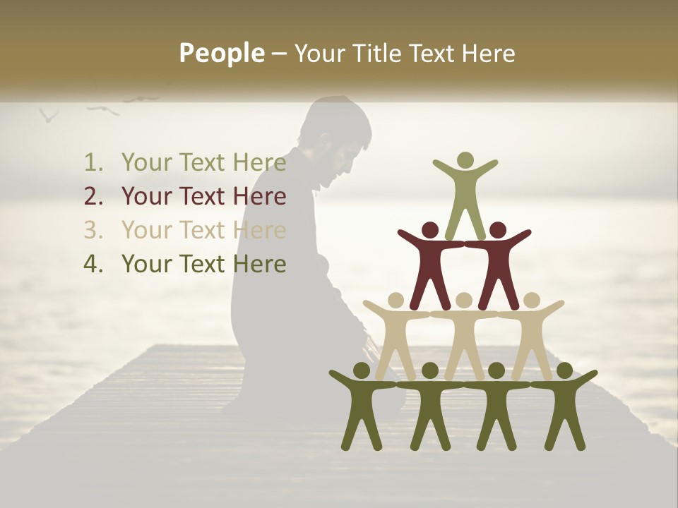 Man Kneeling By The Sea PowerPoint Template