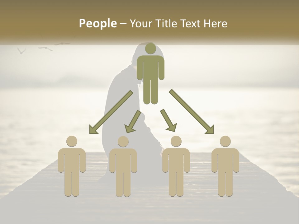 Man Kneeling By The Sea PowerPoint Template