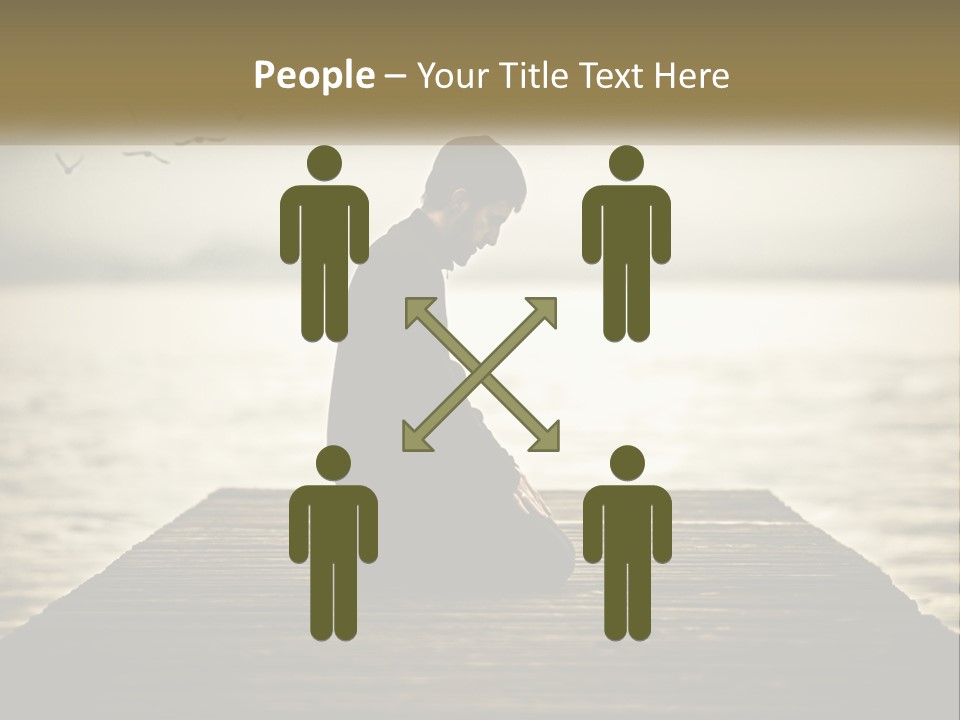 Man Kneeling By The Sea PowerPoint Template